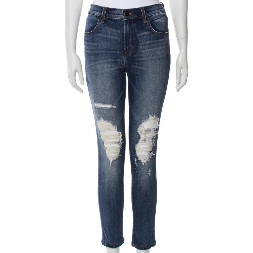 J Brand mid rise distressed‎ Skinny Leg Jeans blue